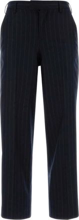 Pantaloni Torino Embroidered Stretch Wool Emma Pant - Dames - Straight fit broeken - Blauw - XL - Wol - Broeken