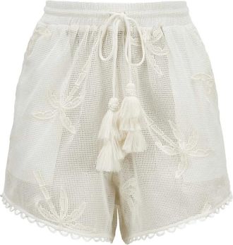 Farm Rio Palm Trees Tassel Mini Shorts