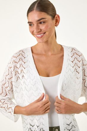 Roman Wave Stitch Detail Knit Cardigan