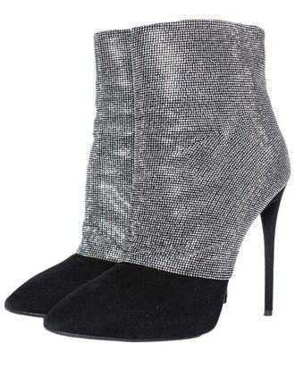 Giuseppe Zanotti Womens Suede Crystal Mesh Bootie (Authentic Pre-Loved)