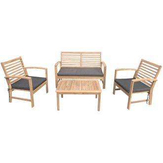 Happy Garden Happy Garden - Conjunto De Muebles De Jard&iacute;n Acacia Goa De 4 Plazas Cojines Grises