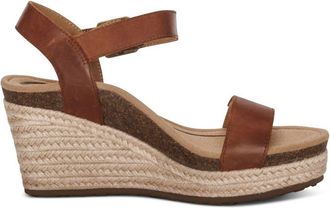 Aetrex Womens Sydney Wedge Sandals In Walnut