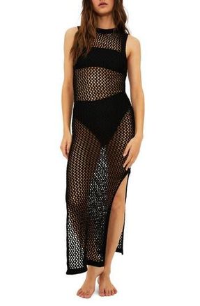 Beach Riot Holly Sheer Open Knit Cover-Up Dress in Black at Nordstrom Rack, Size X-Large