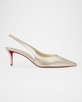 Christian Louboutin 60mm Miss Z Metallic Leather Slingback Pumps