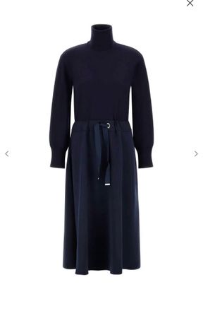 Herno Womens Wool Jersey Turtleneck Dress In Navy