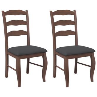 vidaXL Vidaxl - Sedie Da Pranzo Con Cuscini 2pz Marrone Legno Massello Di Hevea