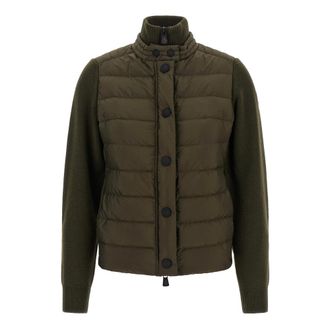 Moncler Gevoerd vest van wolmix - Dames - Jassen - Groen - Maat: L Wol