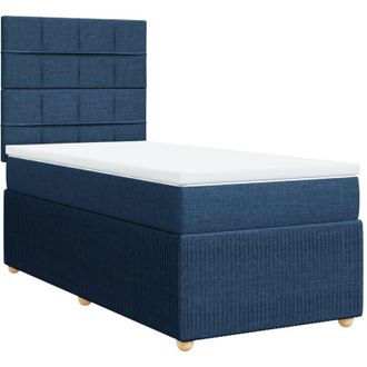 vidaXL Cama Box Spring Con Colch&oacute;n Tela Azul 90x190 Cm Vidaxl