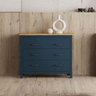 Les Tendances Com&ograve; in legno massiccio colore blu e pino Miranda 100x40x80H