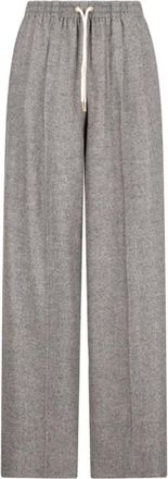 Celine Straight Trousers, female, Gray, XS, Drawstring Trousers in Cashmere Flannel
