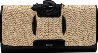 Perrin Paris La Parisienne Clutch Raphia in Raphia Beige/black at Nordstrom