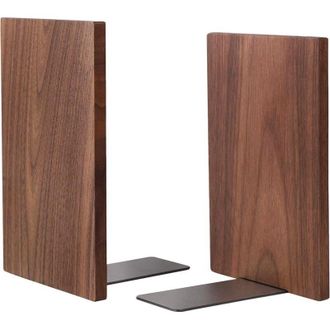 OEM Serre-livres - Nogal Americano Macizo Y Metal - 18 Cm X 12 Cm X 10,5 Cm - Para Estanter&iacute;as - Pack De 2