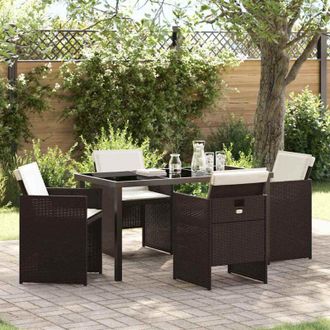 vidaXL Vidaxl - Conjunto De Comedor De Jard&iacute;n 5 Pcs Marr&oacute;n Rat&aacute;n Sint&eacute;tico