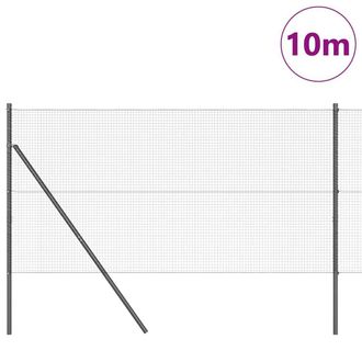 Berkfield Home Modern Welded Wire Fence with 7 Posts Grey 1.2x10 m Steel