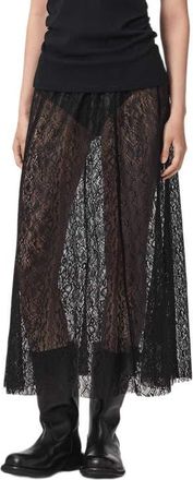 AllSaints Arran Snakeskin Texture Maxi Skirt in Black at Nordstrom, Size 12