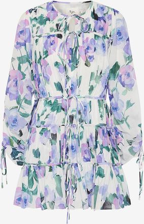 Aje Minikleid aus gelb&uuml;mtem Baumwollvoile Clover