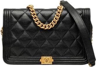 Chanel Pre-owned Matelasse Caviar Chain Wallet - Dames - Vintage Schoudertas - Zwart - ONE Size - Leer - Vintage
