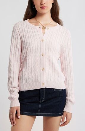 BP. Button Front Cotton Blend Cardigan in Pink Primrose at Nordstrom, Size X-Large