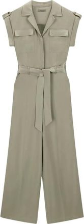 Guess Jumpsuits & Playsuits, Dames, Groen, M, Satijn, Flora Riemenoverall van Satijn