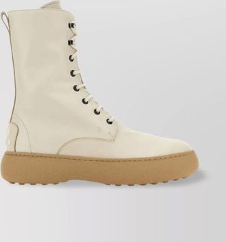 Tod's round toe leather ankle boots