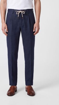 Eleventy Pantaloni slim fit in misto cotone con pince e coulisse