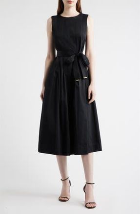 Anne Klein Sleeveless Stretch Cotton Midi Dress in Anne Black at Nordstrom Rack, Size 12