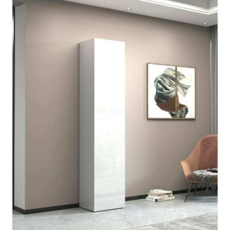 Dmora Armadio Multiuso 1 antaZenone, Mobile multiuso a 1 anta, Guardaroba multifunzione, 45x35h190 cm, Bianco, con imballo rinforzato - Dmora