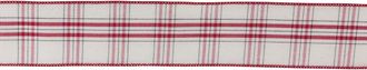 Melrose International Plaid Cotton Ribbon (Set of 2) - White; Red