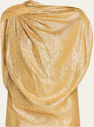 Michael Kors Asymmetric Draped Lame Top