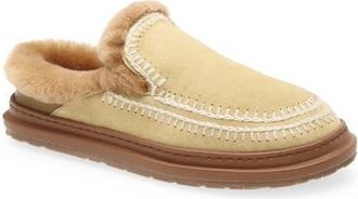 Laidbacklondon Jun 4.1 Genuine Shearling Lined Slipper in Buttermilk Suede /Natural at Nordstrom, Size 11Us