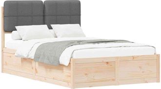 vidaXL Estructura De Cama Con Cabecera Tapizada Gris Oscuro Vidaxl