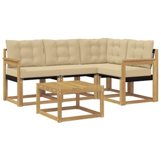 vidaXL Conjunto De Sof&aacute;s De Exterior Con Coj&iacute;n 5 Pcs Y Beige Vidaxl