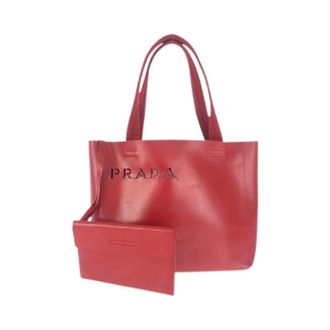 Prada Pre-owned Tote Bags, female, Red, Size: ONE SIZE Pre-owned Punching Leather Suede 2way Bag