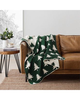 Truly Soft Cozy Evergreen Christmas Reversible Throw