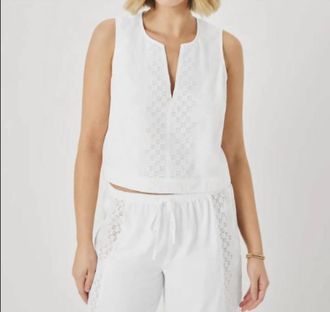Splendid Kenzie Eyelet Geo Tank In White