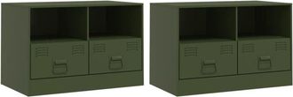 vidaXL Tv Cabinets 2 pcs Olive Green 67x39x44 cm Steel Vidaxl