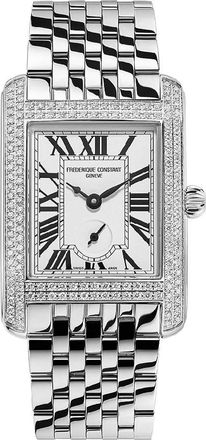 Frederique Constant Classics Carree Quartz Diamond Silver Dial Watch FC-235S2CD6B