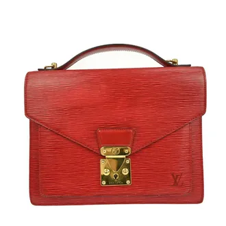 Louis Vuitton Monceau Handbag Epi Leather Red Leather Handbag (Pre-Owned)