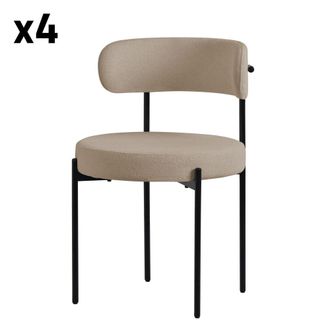 ML Design Set 4x sillas de comedor tejido teddy marr&oacute;n de terciopelo