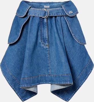 Loewe Double L belted denim miniskirt