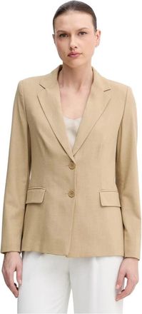 Benetton Enkelrijige blazer - Dames - Blazers - Beige - S - Polyester - Jassen