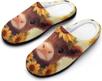 Generic Cute Highland Cow Butterfly Cotton Slippers for Women Indoor Outdoor Slipper Slip-On Memory Foam Home Shoes