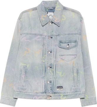 Evisu All-over Seagull Jacquard Denim Jacket - Heren - Spijkerjassen - Blauw - XL - Denim - Jassen