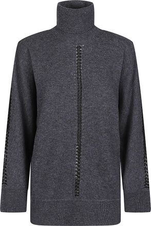 P.A.R.O.S.H. Grey Liller Turtle Neck Luxe Wool-Blend Turtleneck