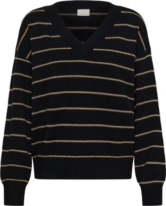 Kaffe V-hals gebreid - Dames - V-hals truien - Zwart - 2XL - Truien & Vesten