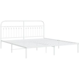 vidaXL Estructura Cama Sin Colch&oacute;n Con Cabecero Metal Blanco 183x213cm Vidaxl