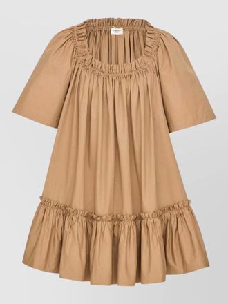 Saint Laurent cotton dress ruffled neckline and hem