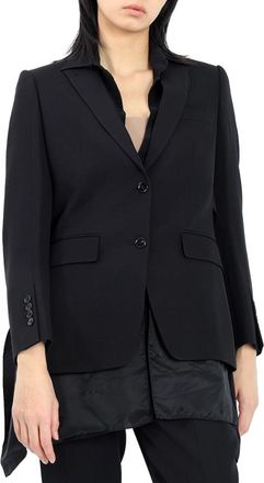 Burberry Black Wool Logo Panel Detail Tailored Jacket, Brand Size 6 (US Size 4)