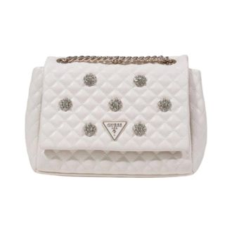 Guess Shoulder Bags, female, White, Size: ONE SIZE Structured Polyurethane Satchel Bag