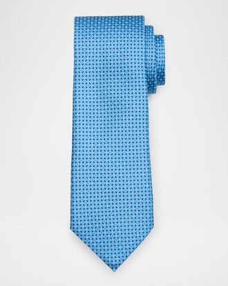 Ermenegildo Zegna Mens Connected Boxes Silk Tie